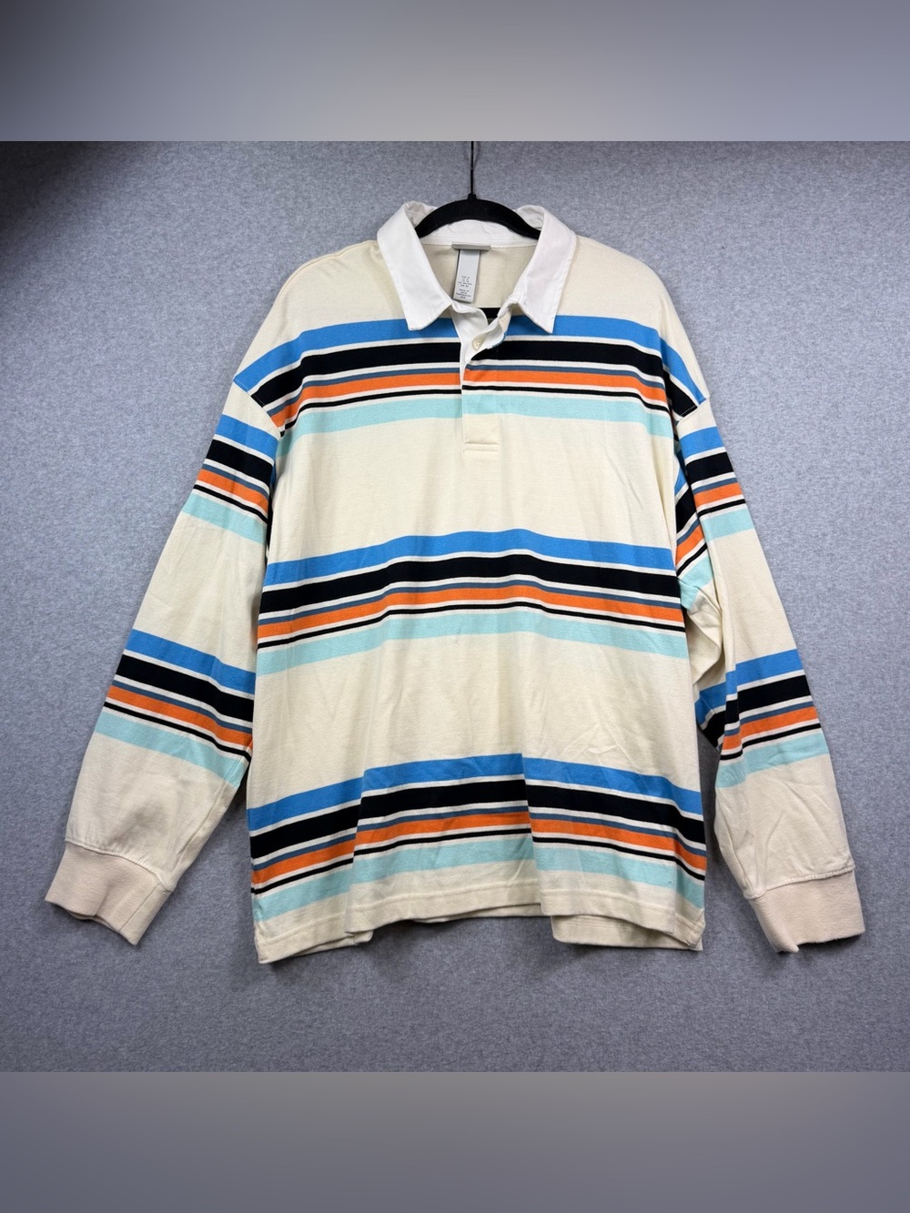 H&M Polo Rugby Shirt Relaxed Fit Long Sleeve Multicolor Men’s Size XL